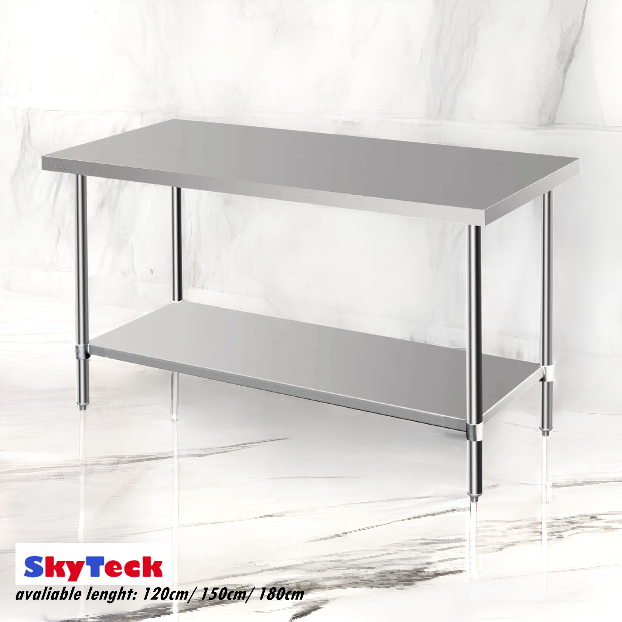 1800x600x900mm Stainless Steel Metal 2 Tier Workbench Kitchen Bench