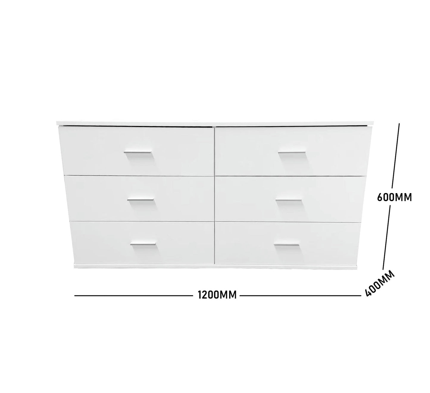 (Brisbane Only) 6-Drawer Horizontal Storage Cabinet White 1200mm Wide