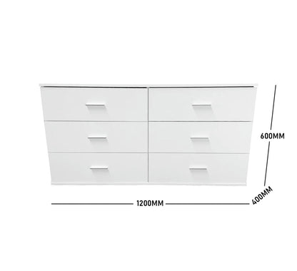 (Brisbane Only) 6-Drawer Horizontal Storage Cabinet White 1200mm Wide