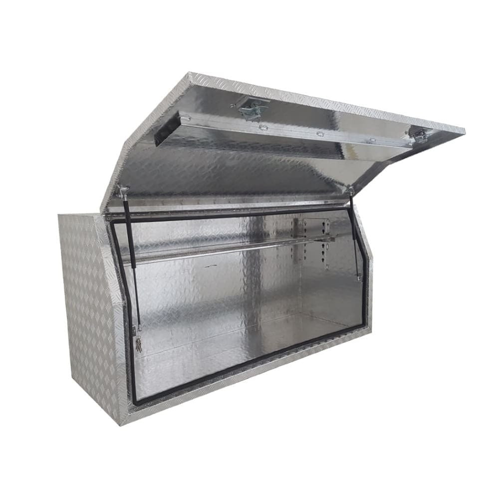 (Full Open) 120cm(L) x 50cm(D) x 70cm(H) Aluminum Checkerplate Tool Box for UTE & Trailer Storage (Sliver)