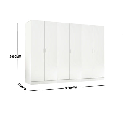 (Brisbane Only) 5-Tier Storage Wardrobe Cabinet White 1200 x 2000 x 450mm