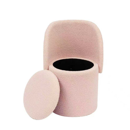 Vanity Stool with Storage and Foldable Backrest, Pink, 51×46.5×71cm