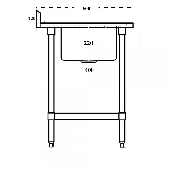 1200W X 600 D X 900 H Double Centre Stainless Sink With 120mm Splashback