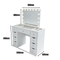 1200mm White Glass Top Vanity Dresser with LED Mirror and 9 Drawers