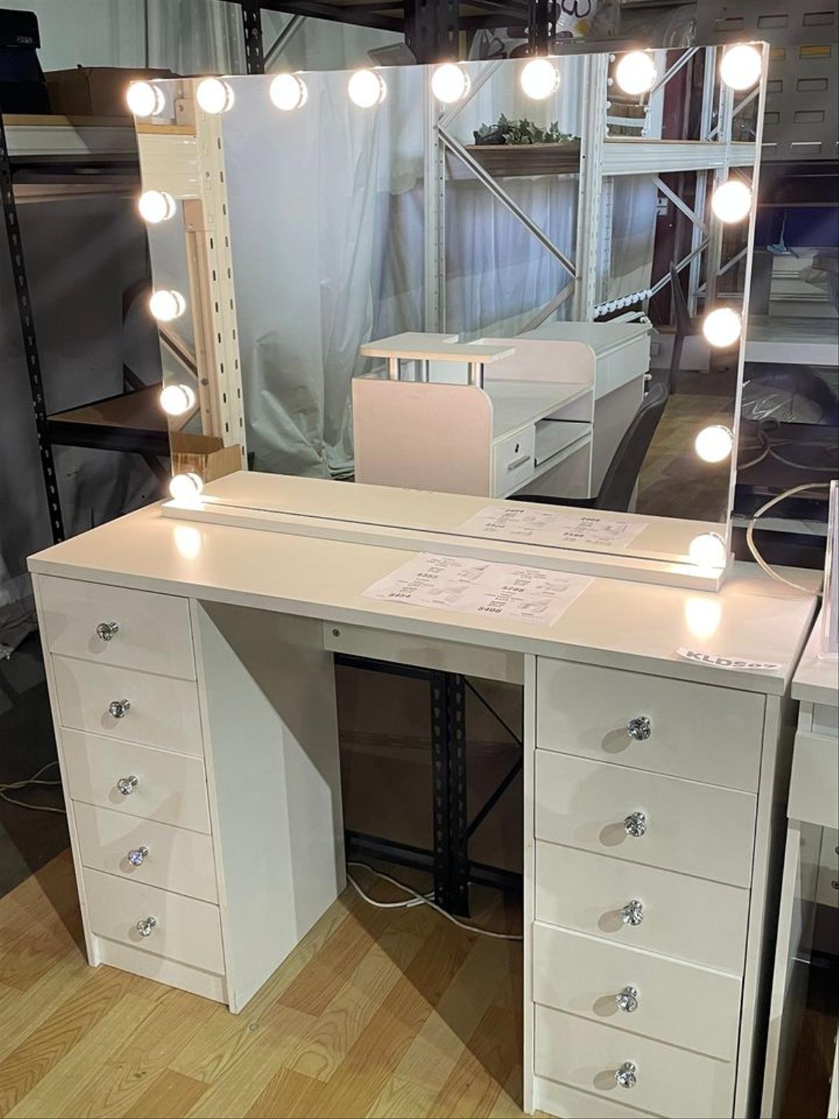 WHITE MAKE-UP VANITY DRESSER TABLE WITH 10 DRAWERS KL-DS07 TB