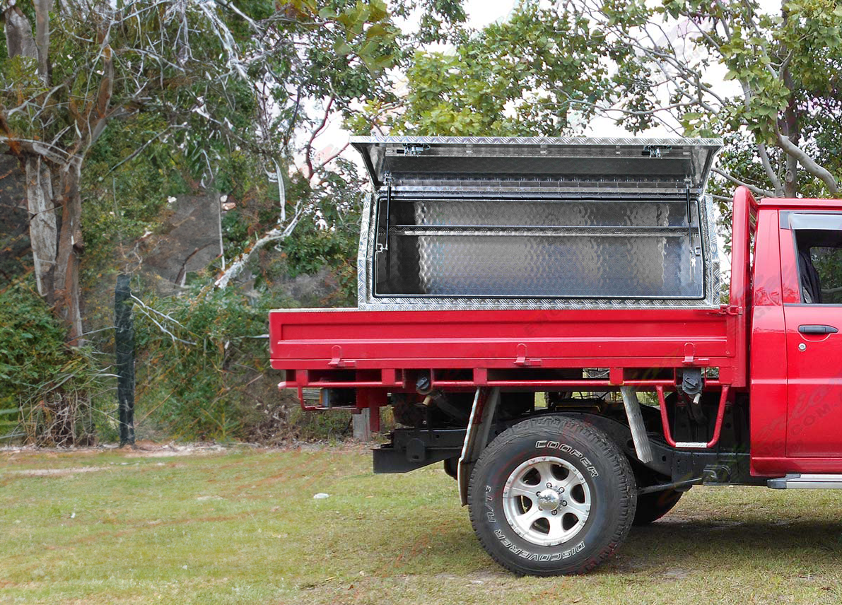 (Half Open) 120cm Aluminium Checkerplate Tool Box UTE Trailer Storage