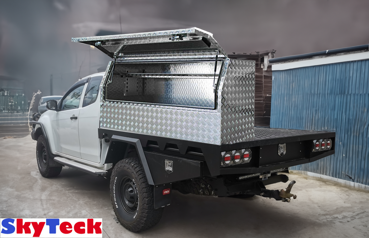 Aluminum Checkerplate Half-Open Tool Box 170cm for Ute and Trailer
