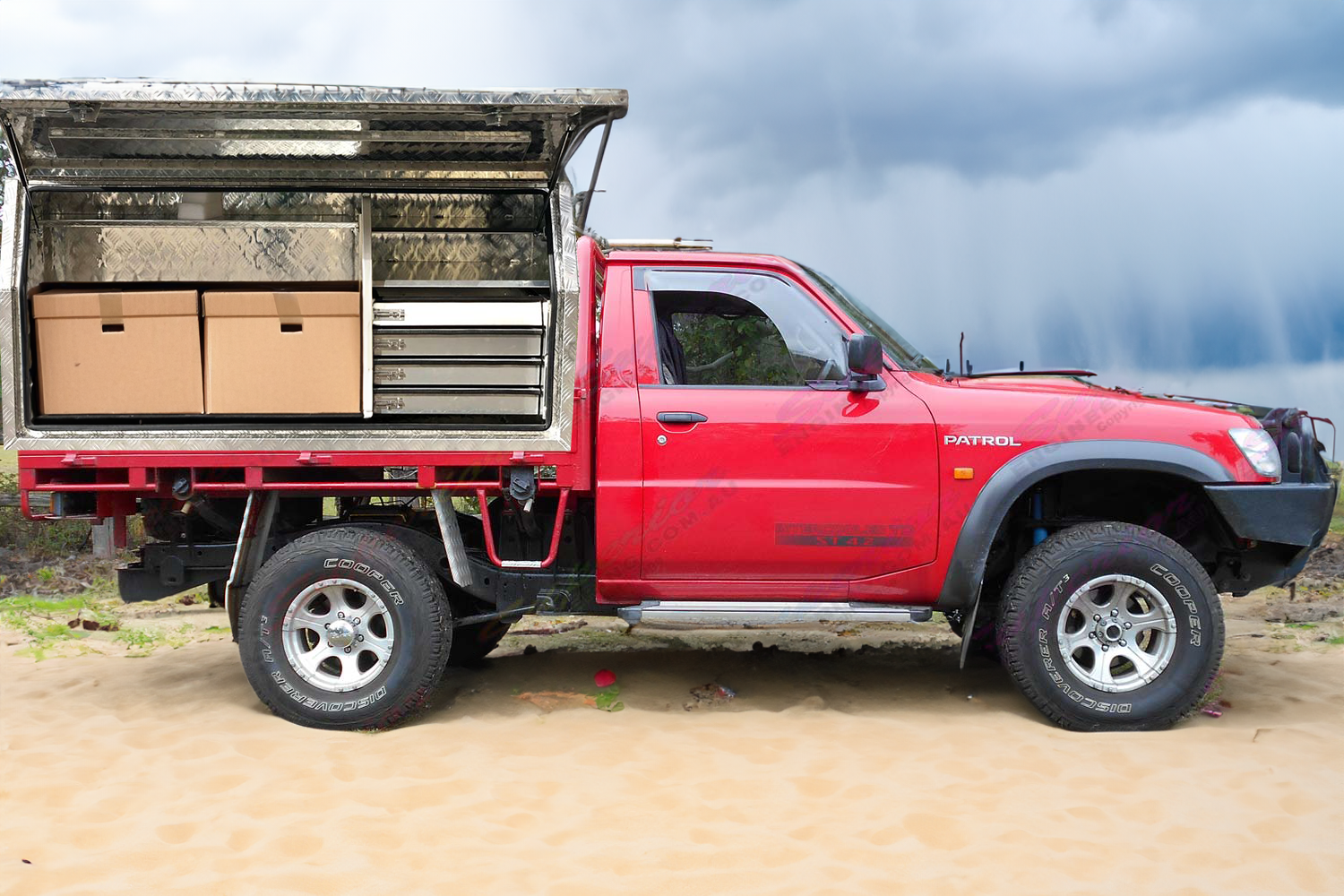 (Full Open) 170cm Aluminium Tool Box UTE Trailer Storage (4x drawers + Adjustable Shelf)