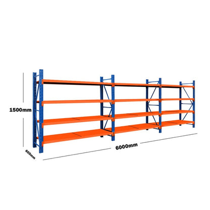 Heavy Duty Steel Shelving 6m x 1.5m x 0.6m Blue and Orange
