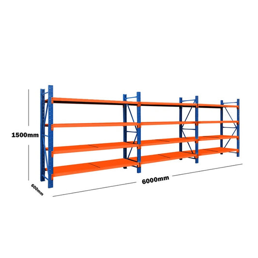 Heavy Duty Steel Shelving 6m x 1.5m x 0.6m Blue and Orange