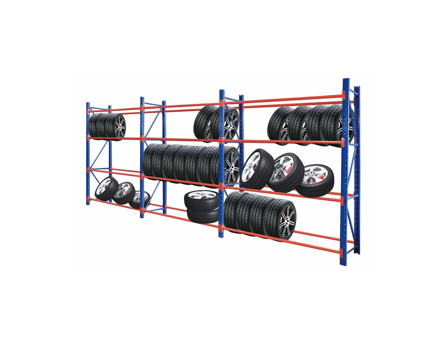 Heavy Duty Tyre Rack 6m x 2.4m Blue and Orange