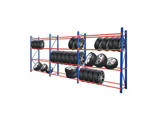 Heavy Duty Tyre Rack 6m x 2.4m Blue and Orange