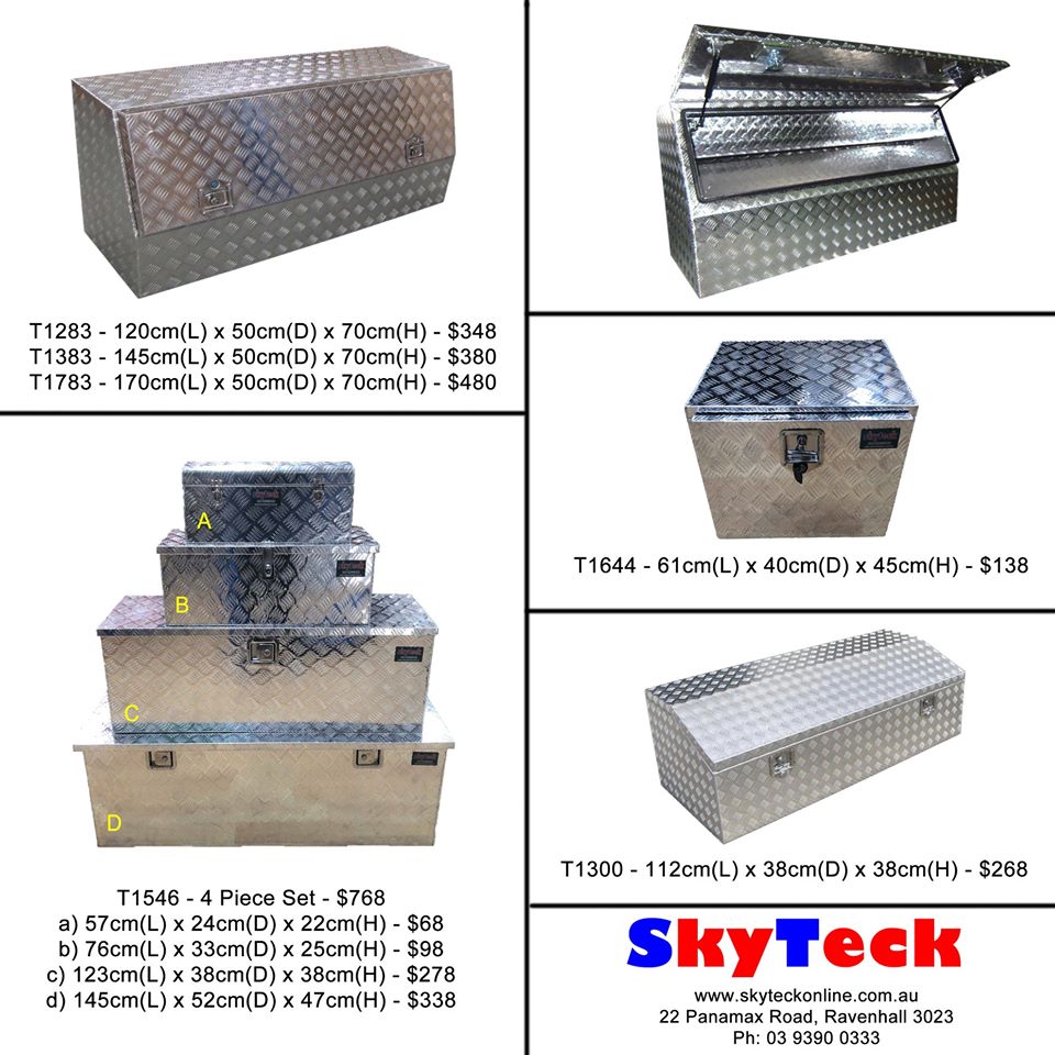 120CM   Aluminum Checkerplate Tool Box for UTE & Trailer Storage (Sliver)