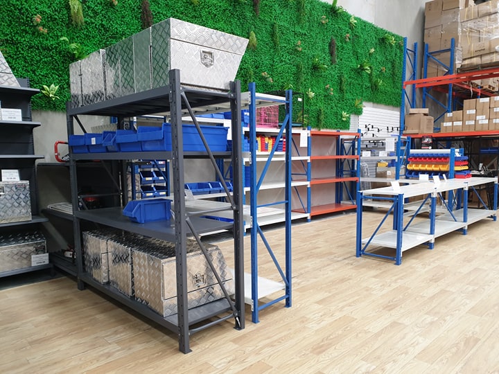 6M(L) X 2.4M(H) X 0.6M(D) SHELVES RACKING METAL STEEL BLUE AND ORANGE 6024