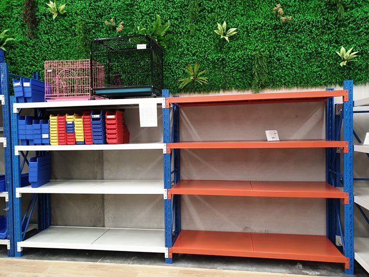 1.2M(L) X 2.4M(H) X 0.6M(D) SHELVES RACKING METAL STEEL BLUE AND ORANGE 1224