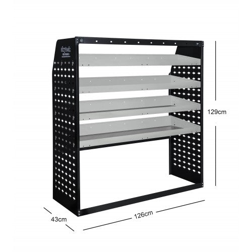 METAL VAN SHELVING 4 TIER SHELF COMPLETE UNIT 85CM(L) X 122CM(H) X 30CM(D) VS304 Full Leg