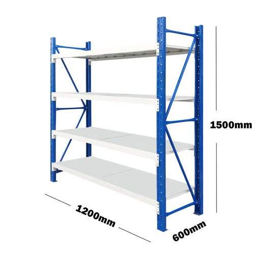Steel Garage Shelving Rack 1.2m x 1.5m x 0.6m, 800kg Capacity