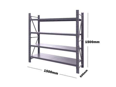 1.5M(L) X 1.5M(H) X 0.6M(D) SHELVES RACKING METAL STEEL Charcoal 1515kk