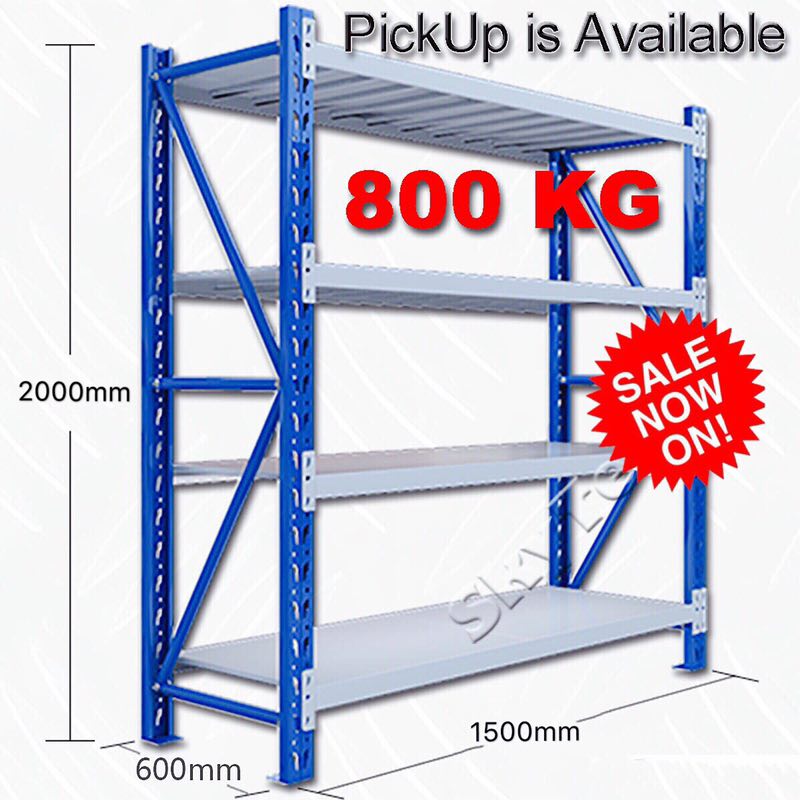 1.5M(L) X 2.4M(H) X 0.6M(D) SHELVES RACKING METAL STEEL BLUE AND ORANGE 1524