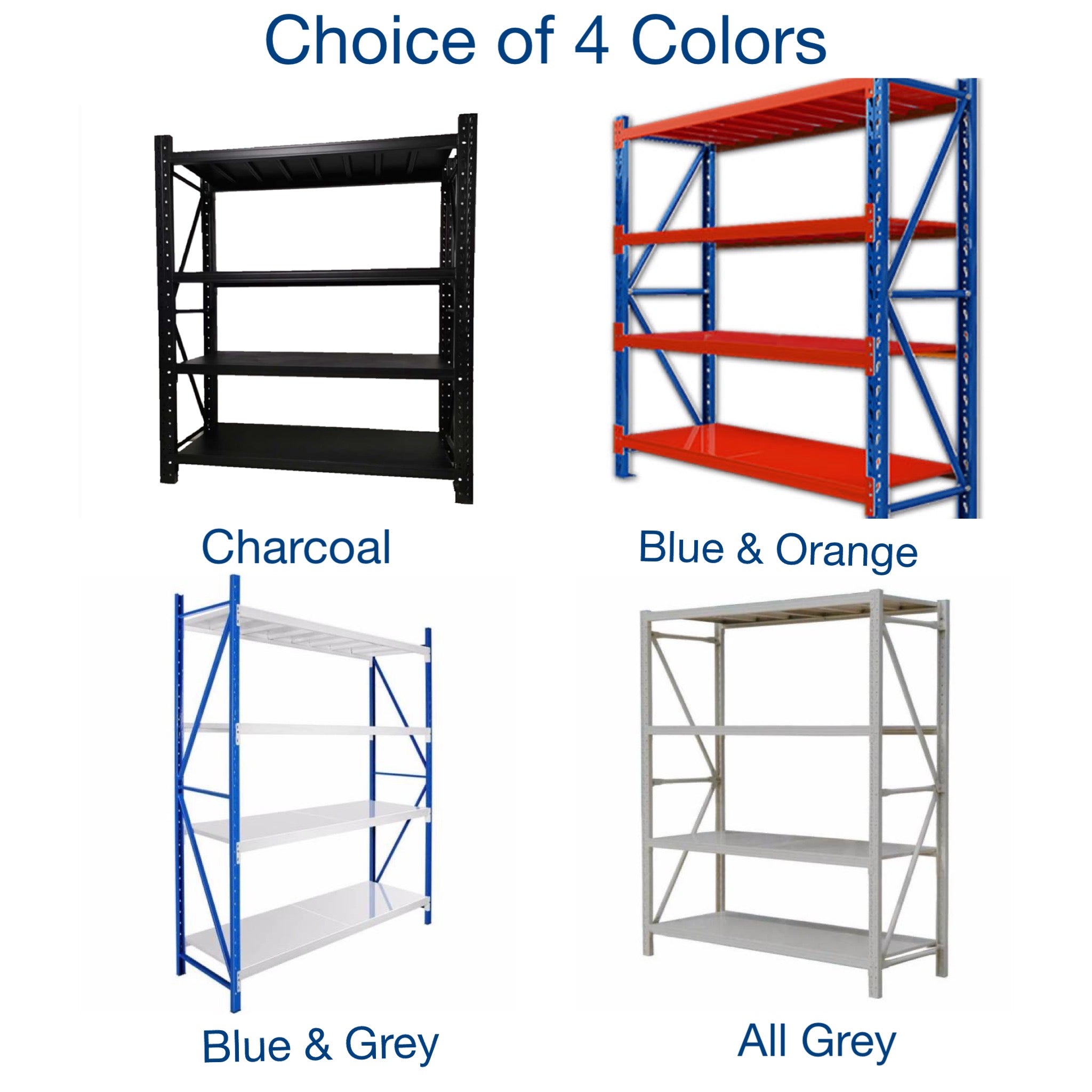 2.4M(L) X 2.4M(H) X 0.6M(D) SHELVES RACKING METAL STEEL BLUE AND ORANGE 2424