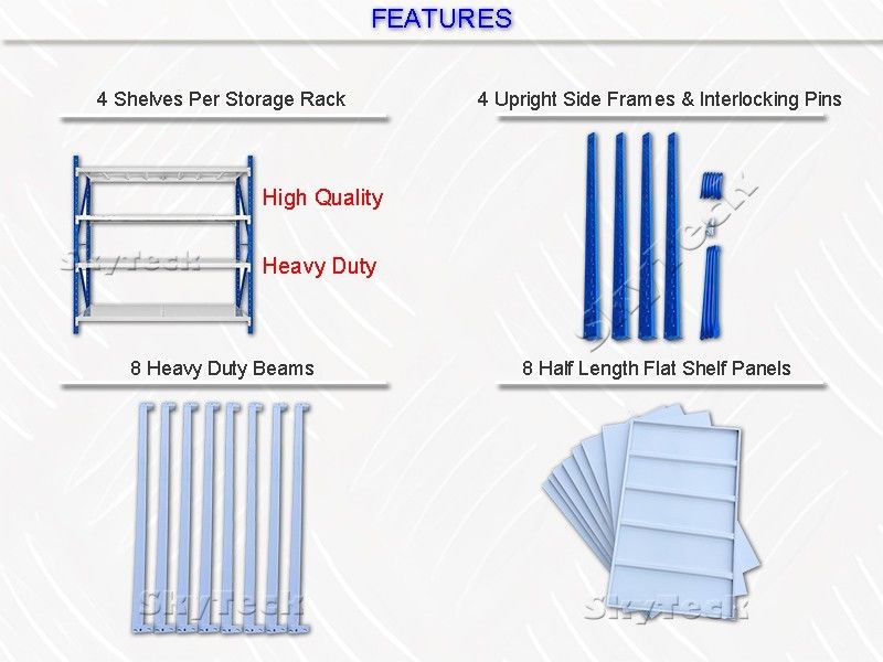 3M(L) X 2.4M(H) X 0.6M(D) Heavy Duty Garage Warehouse Metal Storage Shelving Shelves BLUE AND WHITE 3024