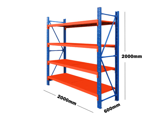 Steel Shelving Rack 2000 x 2000 x 600mm Blue and Orange 2020BO