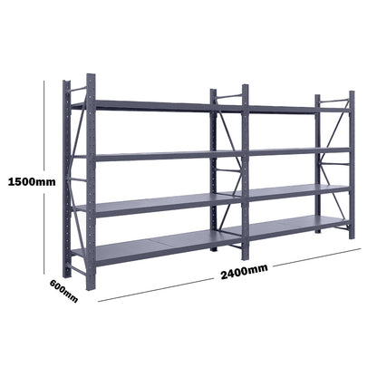 Steel Double Bay Shelving Unit 2.4m x 1.5m x 0.6m Charcoal