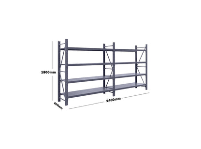 Double Bay Steel Shelving Rack 2.4m x 1.8m x 0.6m Charcoal
