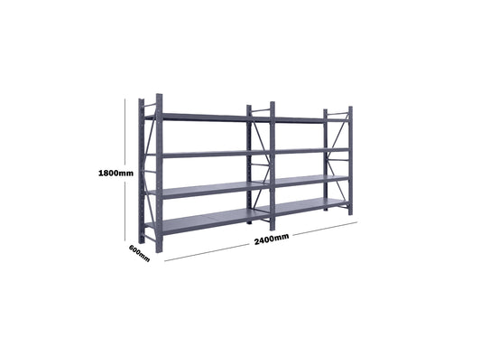 Double Bay Steel Shelving Rack 2.4m x 1.8m x 0.6m Charcoal