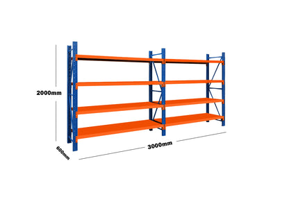 Heavy Duty Metal Storage Shelving 3m x 2m x 0.6m Double Bay