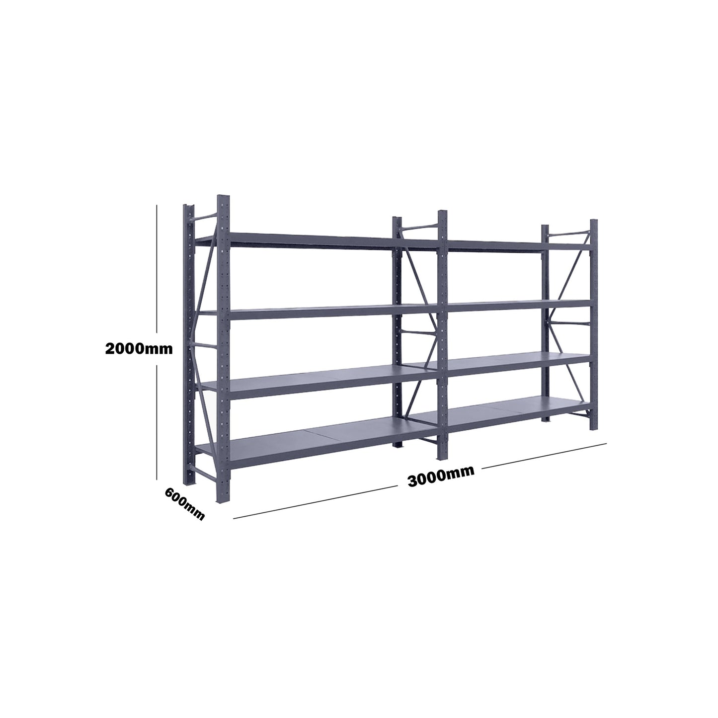 Double Bay Metal Garage Shelving 3m x 2m x 0.6m Charcoal 3020G