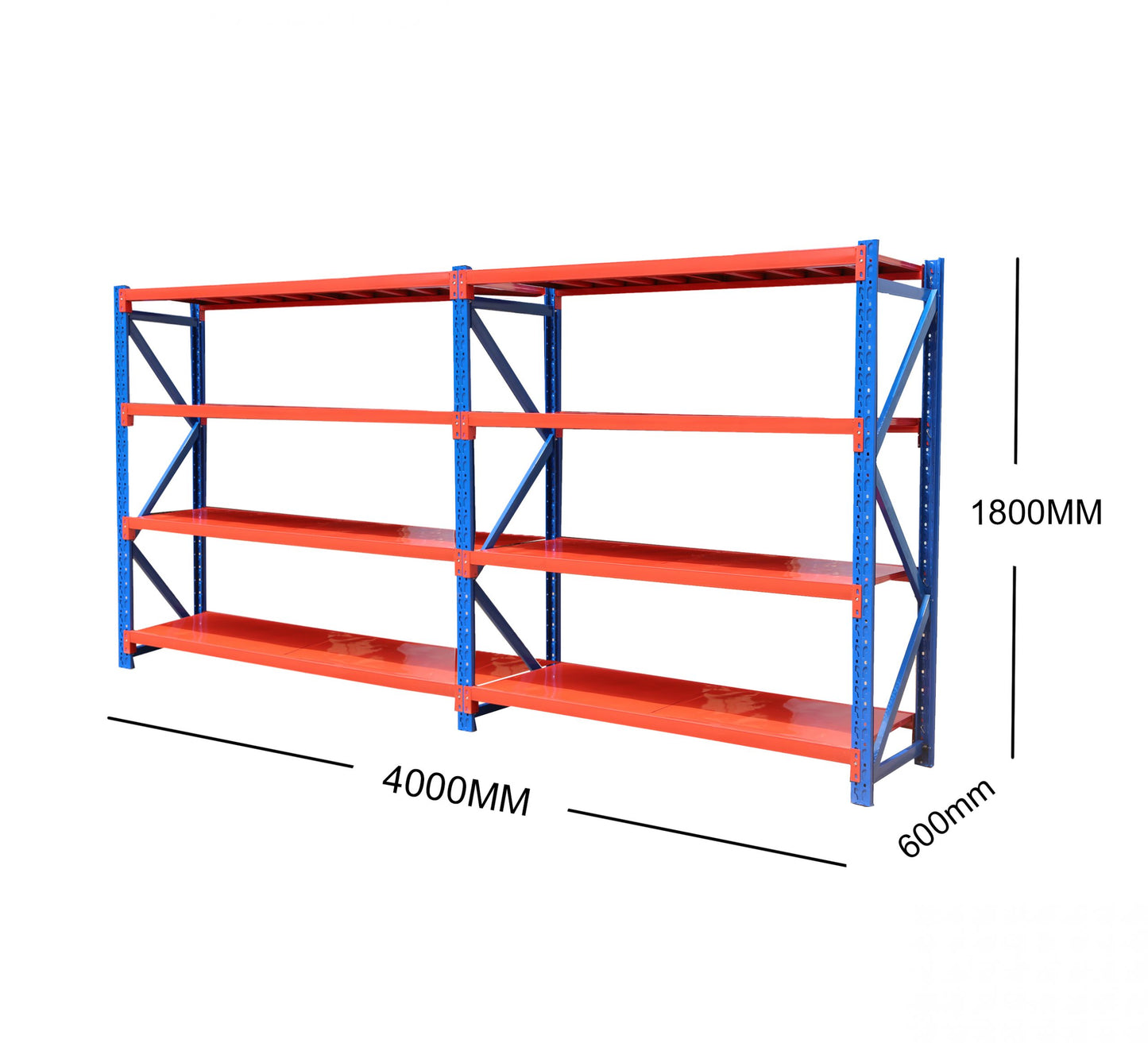 Steel Metal Shelving Rack 4m x 1.8m x 0.6m Black Charcoal