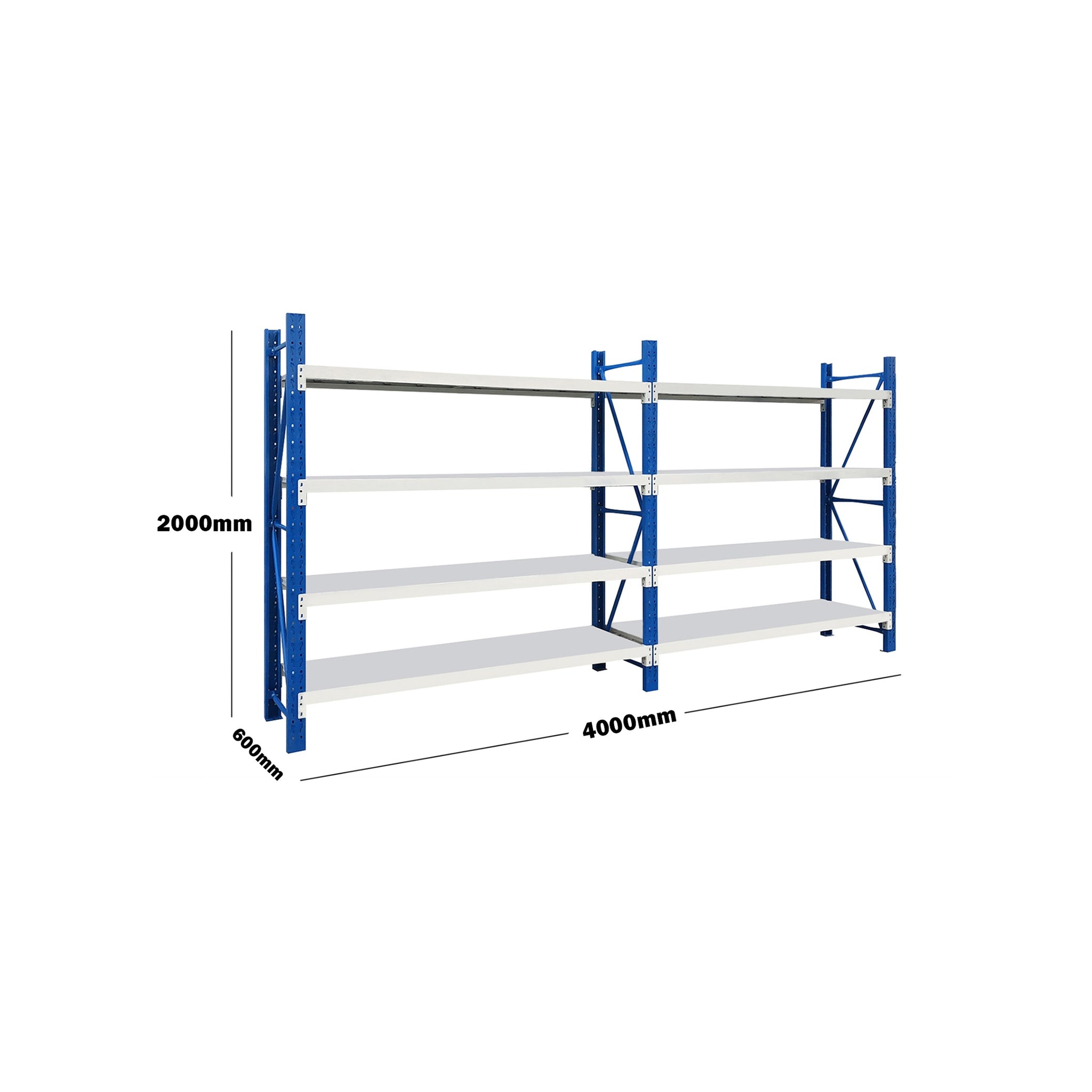 2 By4 Racking 4M(L) X 2M(H) X 0.6M(D) HEAVY DUTY DOUBLE BAY SHELVES RACKING METAL ST ...