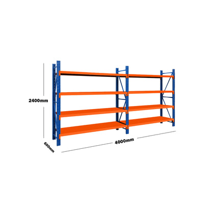 Steel Double Bay Shelving Unit 4M x 2.4M x 0.6M Blue Orange
