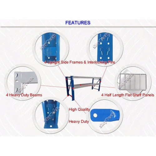 1.5M HEAVY DUTY METAL 2 TIER WORKBENCH UNIT BLUE AND GREY 6915BG