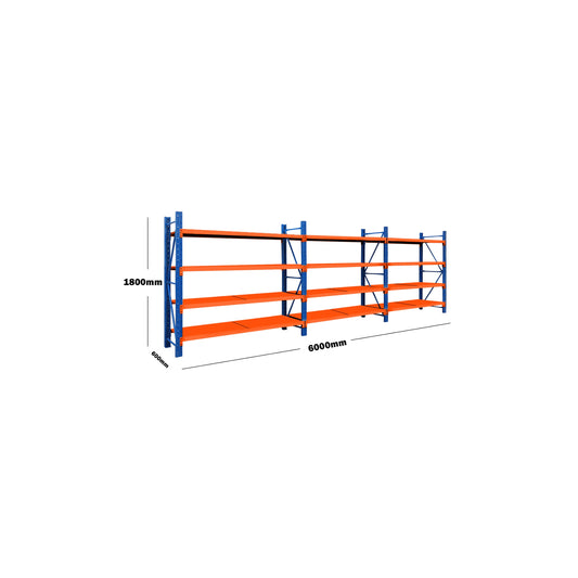 Heavy Duty Steel Shelving Unit 6M x 1.8M x 0.6M Blue and Orange
