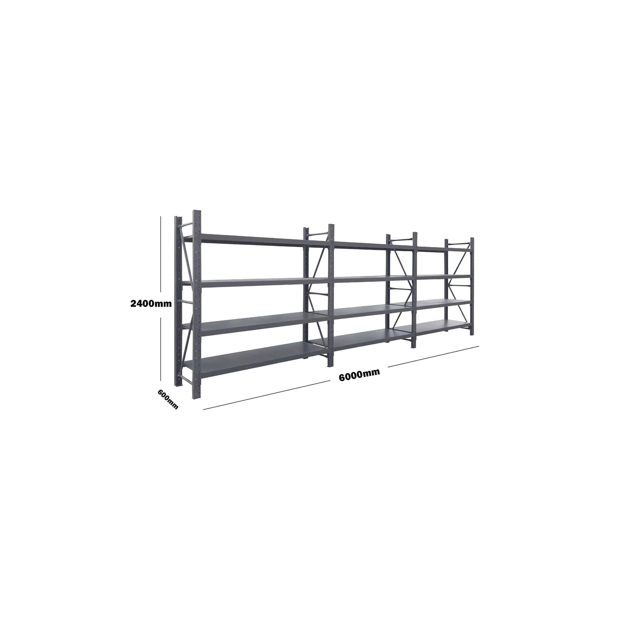 Steel Double Bay Shelving 6m x 2.4m x 0.6m Charcoal 1600kg – Skyteck online