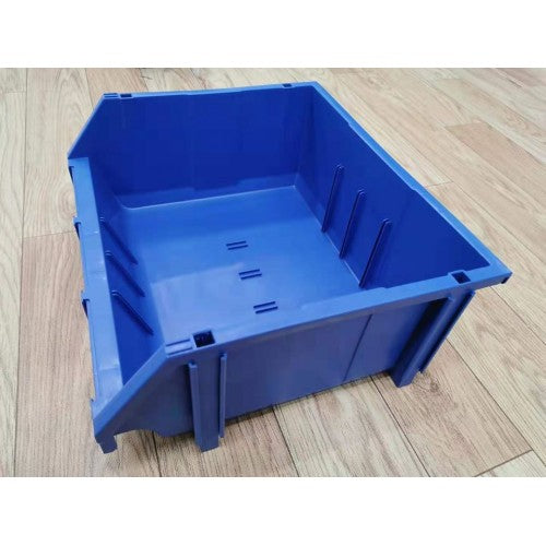 Stackable Plastic Storage Bin with Label Cover, Blue – PK010