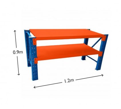 1.2M HEAVY DUTY METAL 2 TIER WORKBENCH UNIT BLUE & ORANGE 6912BO