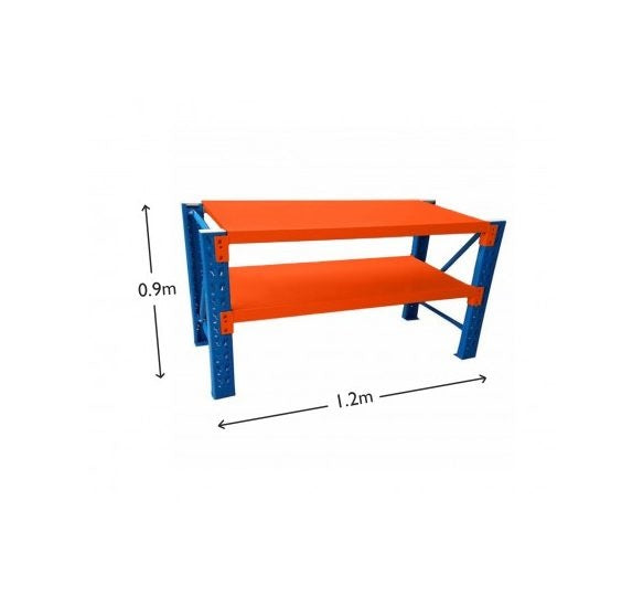 1.2M HEAVY DUTY METAL 2 TIER WORKBENCH UNIT BLUE & ORANGE 6912BO