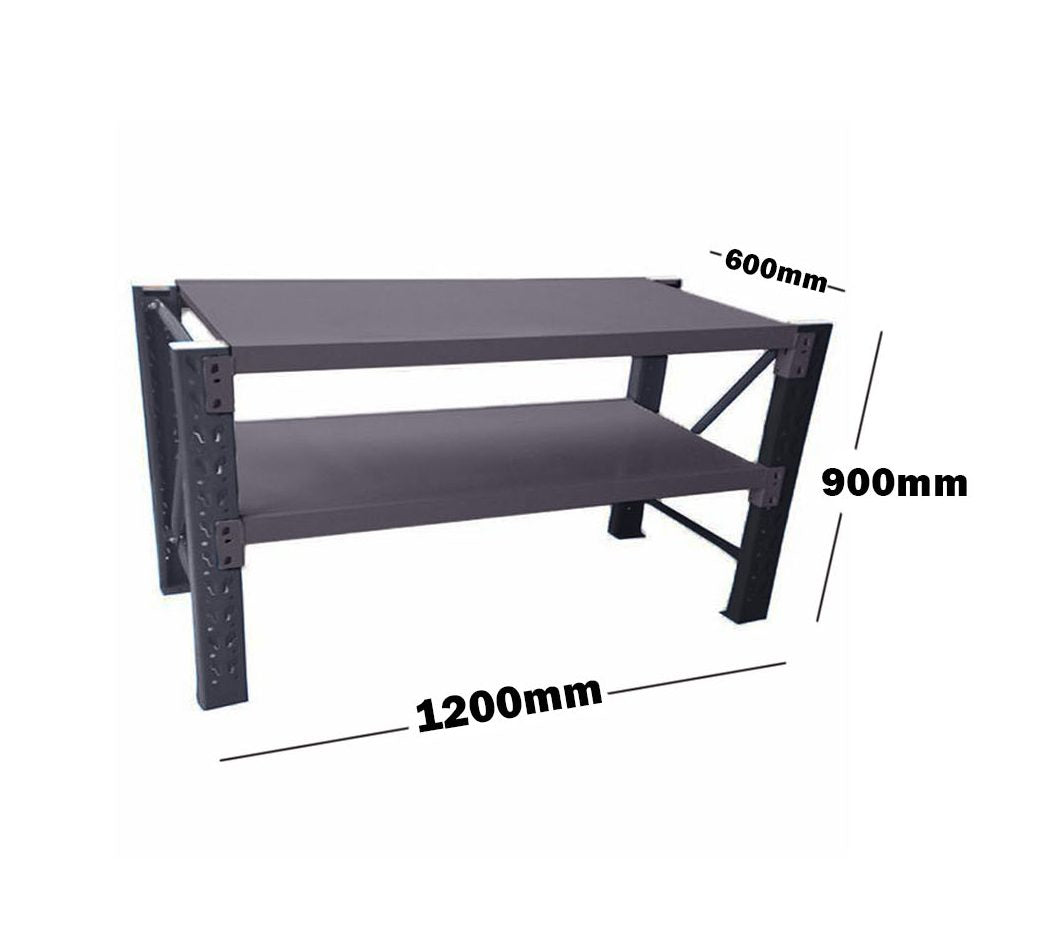 1.2M HEAVY DUTY METAL 2 TIER WORKBENCH UNIT CHARCOAL 6912K