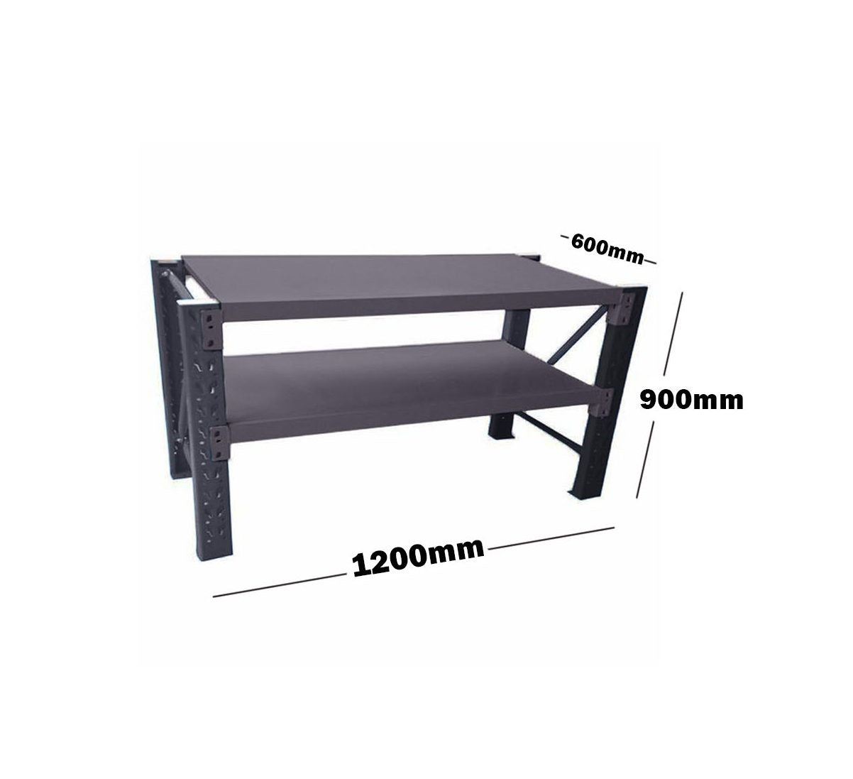 1.2M HEAVY DUTY METAL 2 TIER WORKBENCH UNIT CHARCOAL 6912K