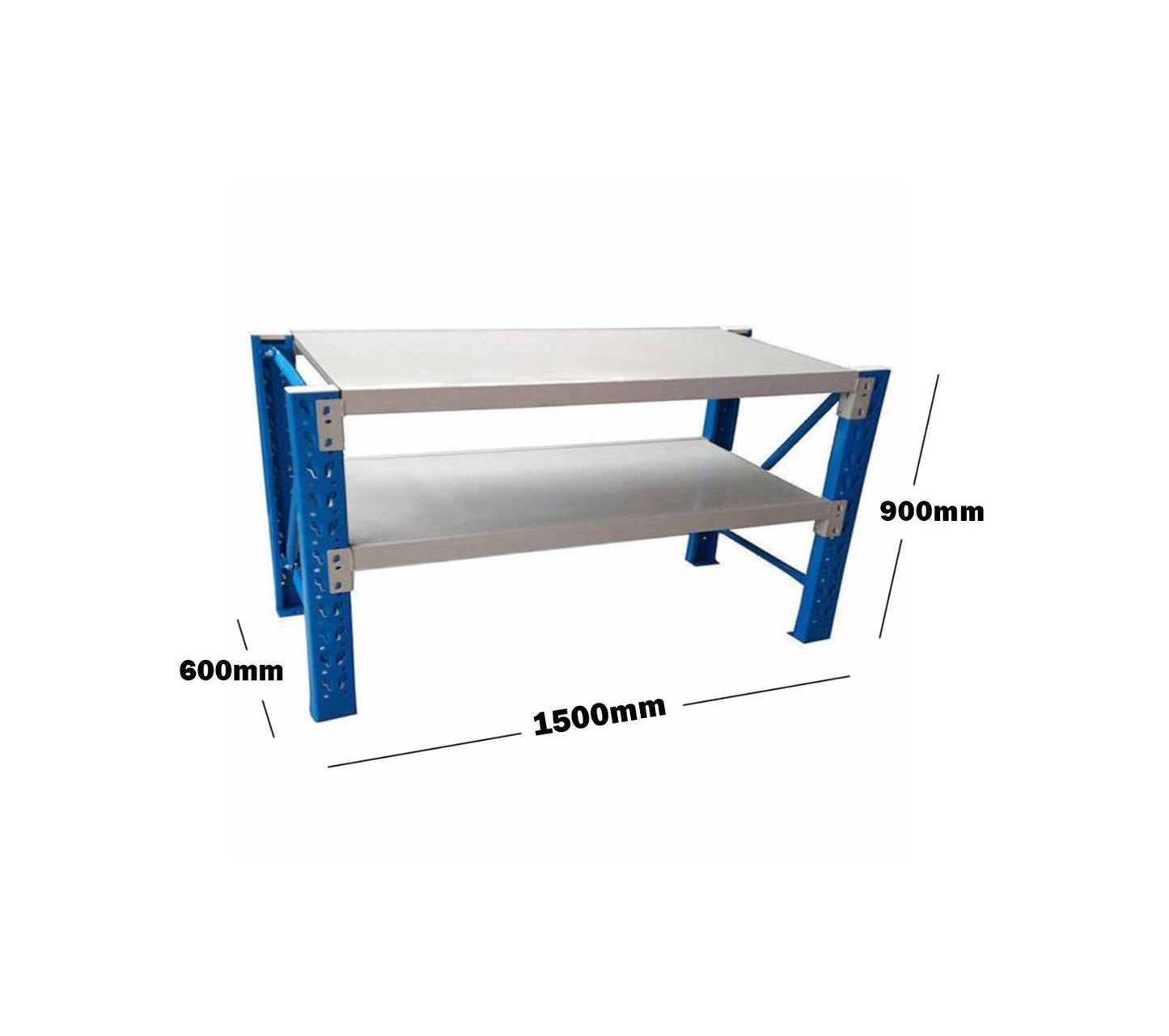 Heavy Duty Metal 2-Tier Workbench 1.5m — Blue and WHITE