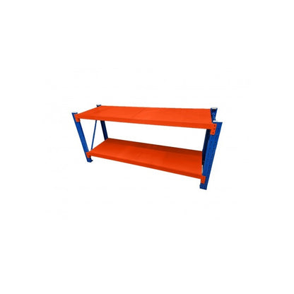 2m Heavy Duty Metal 2-Tier Workbench, Blue & Orange