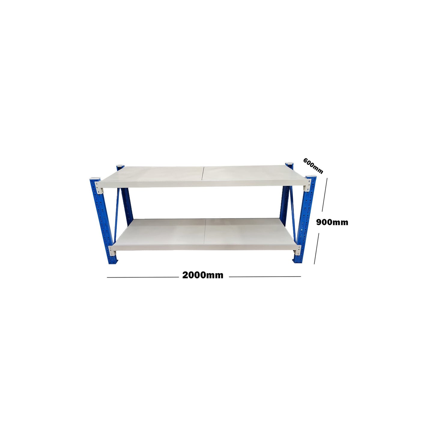 2m Heavy Duty Metal 2-Tier Workbench, Blue & White