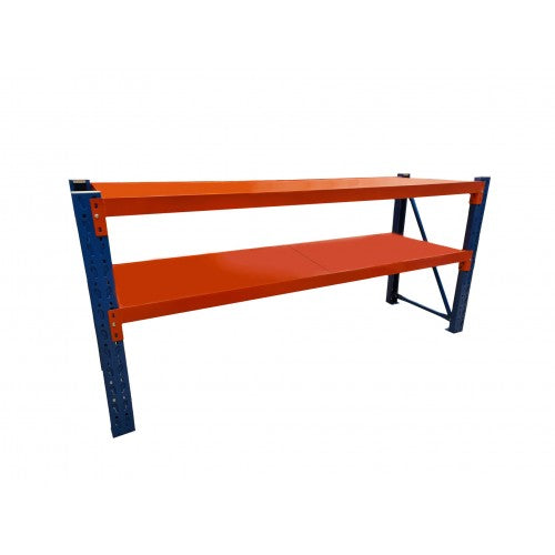 2M HEAVY DUTY METAL 2 TIER WORKBENCH UNIT BLUE AND ORANGE 6920 Bo