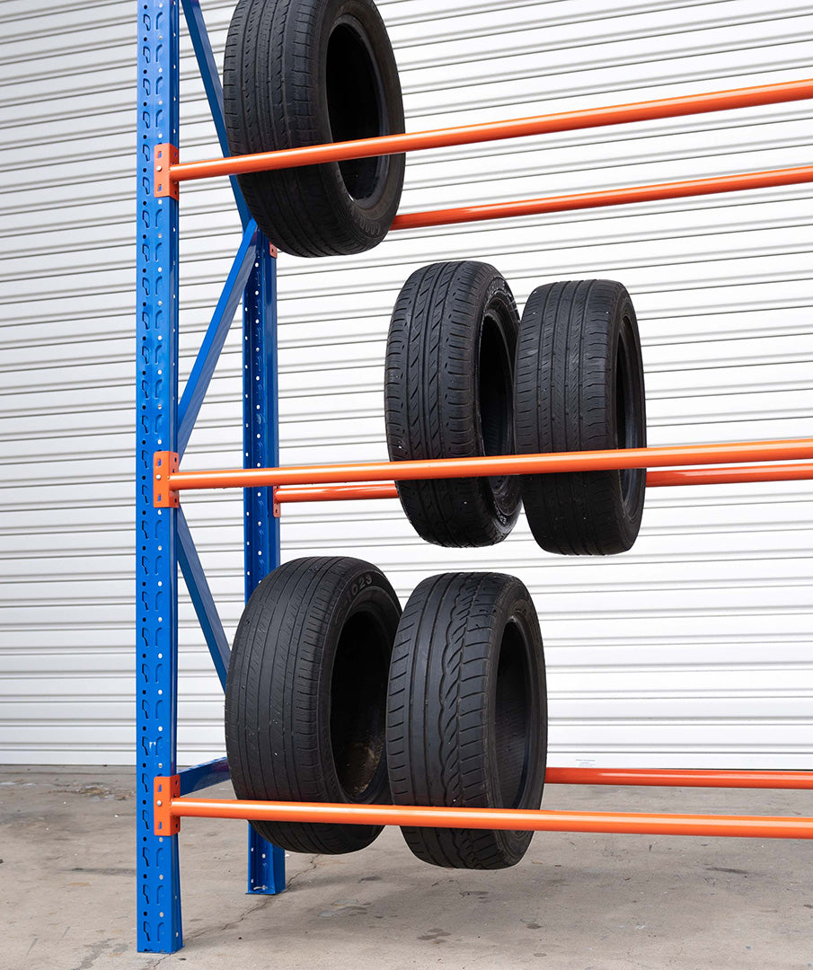 (Brisbane & Sydney Only) HEAVY DUTY TYRE RACK 2M X 2.4M BLUE & ORANGE ...