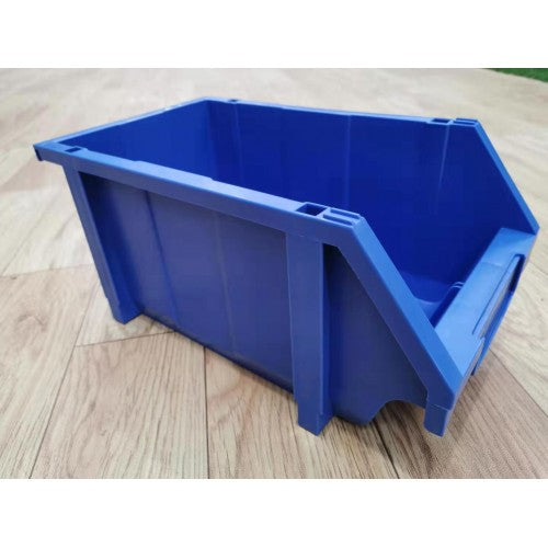 Stackable Plastic Storage Bin with Label Holder, Blue 355x210x175mm