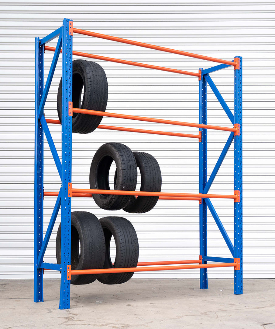 (Brisbane & Sydney Only) HEAVY DUTY TYRE RACK 2M X 2.4M BLUE & ORANGE ...