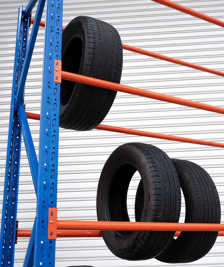 (Brisbane & Sydney Only) HEAVY DUTY TYRE RACK 2M X 2.4M BLUE & ORANGE ...